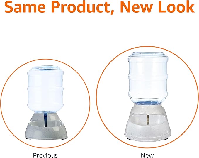 Amazon Basics Gravity Pet Water Dispenser for Cat, Dog, 1 gallon Capacity, Small, Gray