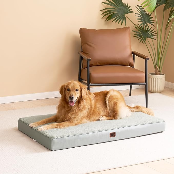 EHEYCIGA Orthopedic XXL Dog Beds for Jumbo Dogs with Removable Washable Cover,Greyish Green, 50x36