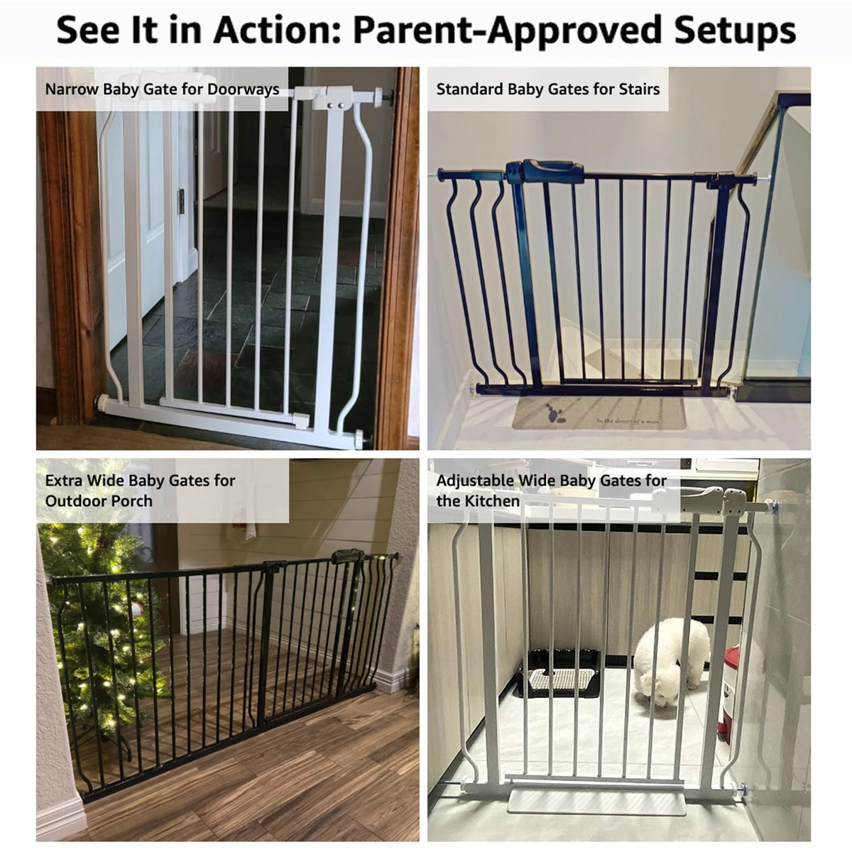 Baby Gates Extra Wide 71.5-76.4 Inch Large Baby Gates for Stairs Tension Pet Dog Gates Indoor for Doorways No Drilling Pressure Mounted Pet Gates for Kids