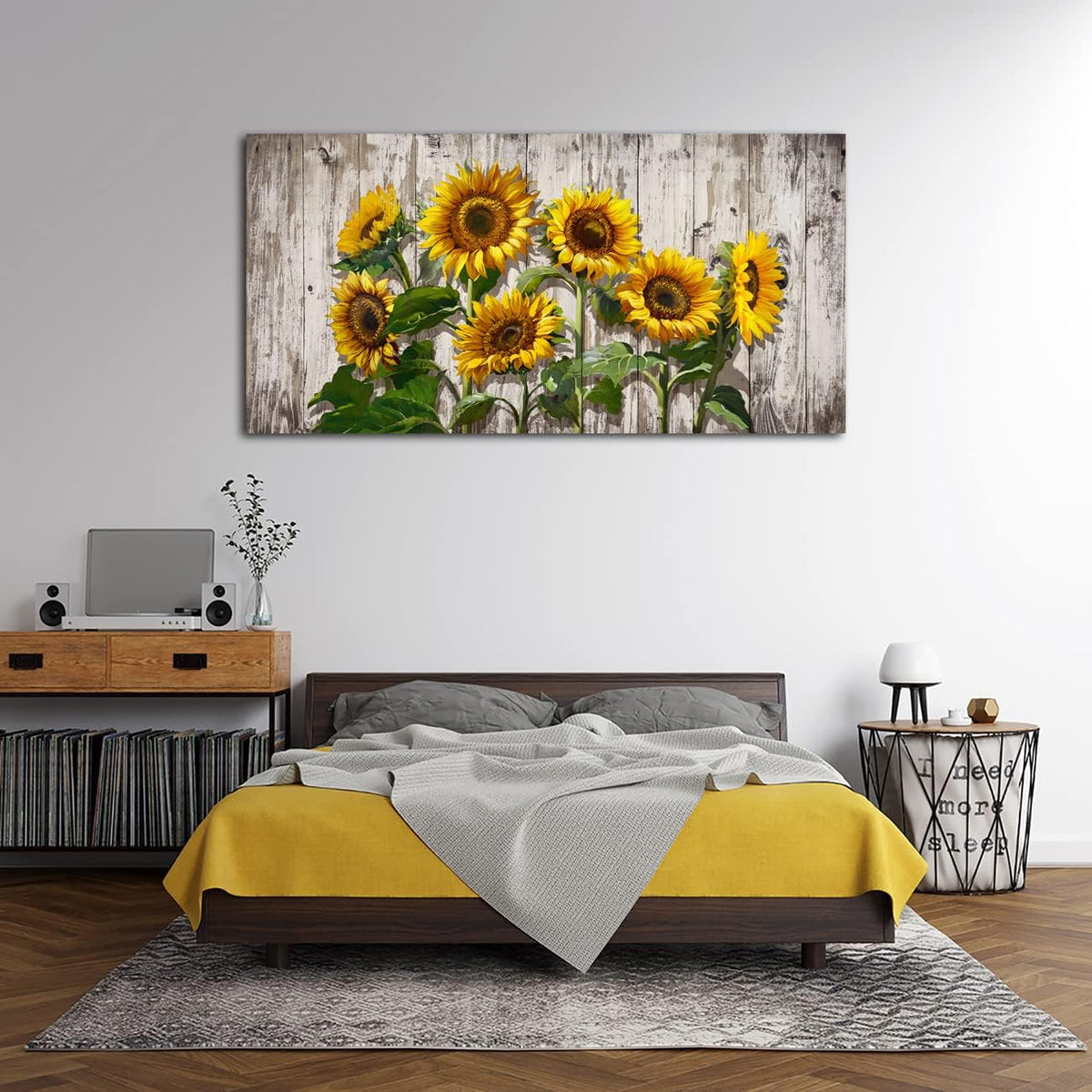 Jiuqinghua Canvas Prints Wall Art Abstract Board Paintings 1 panel Wall Art for Bedroom Rustic Sunflower Kitchen Decor Yellow Vintage Wall Decor Sunflowers Framed for Living Room Bedroom Office