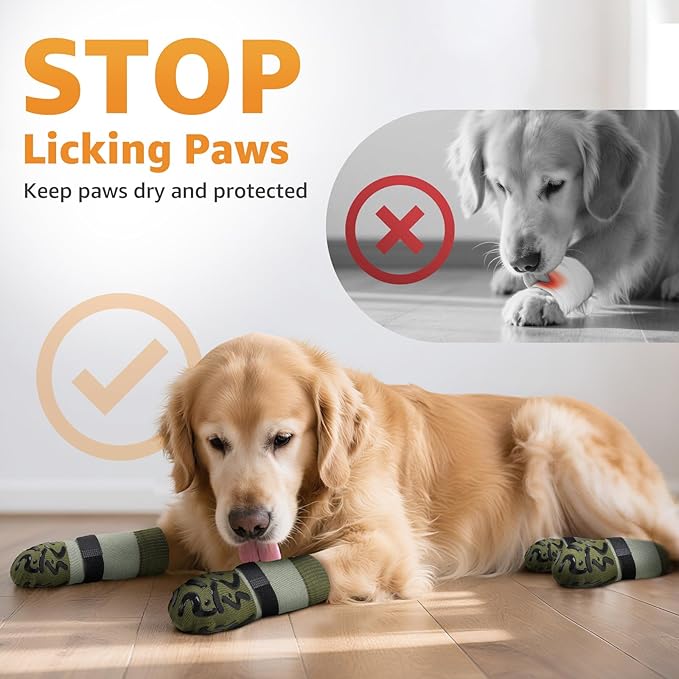 Double Sides Non-Slip Dog Socks to Prevent Licking Paws - Strong Traction for Paw Protector, Senior Dogs, Hardwood Floors, Dog Booties with Grippers - Size Medium