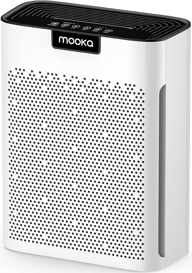 Air Purifiers for Home Large Room 2200 Ft² with Washable Filters, MOOKA H13 HEPA Air Purifier for Home Pets Bedroom with Fragrance, Air Cleaner for Smoke Dust Pollen Pets Hair Odor, KJ190 White