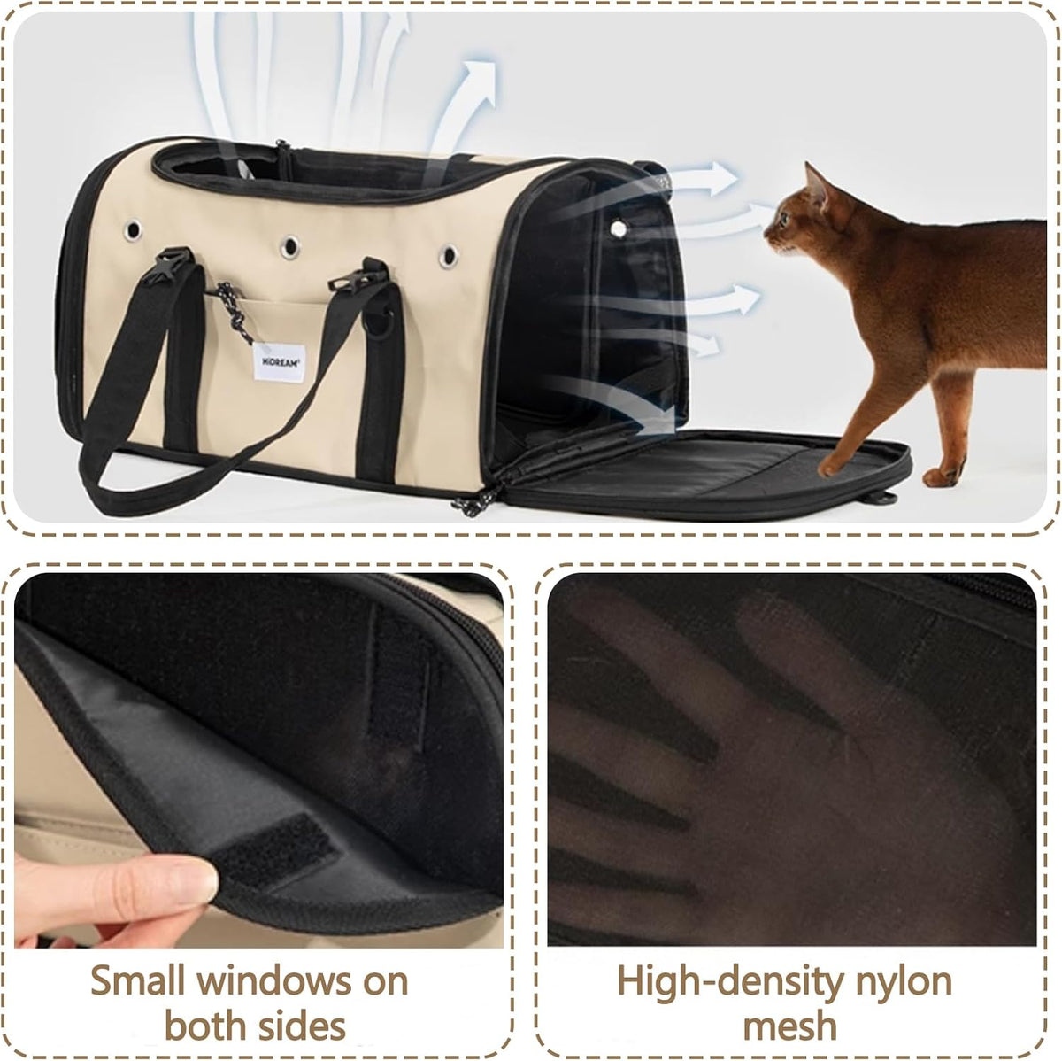 Pet Carrier Bag, Foldable Cat Bag Airline Approved, Soft-Sided Cat Travel Bag, Washable Dog Carrier Privacy Protection for Home Outdoor Travel(M, Blue)
