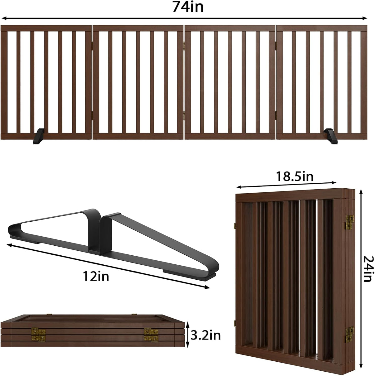 Dog Gate for Stairs,Foldable Dog Gate for Indoor Doorways House,Freestanding Pet Gates for Dogs,Doogie Puppy Fence Gate