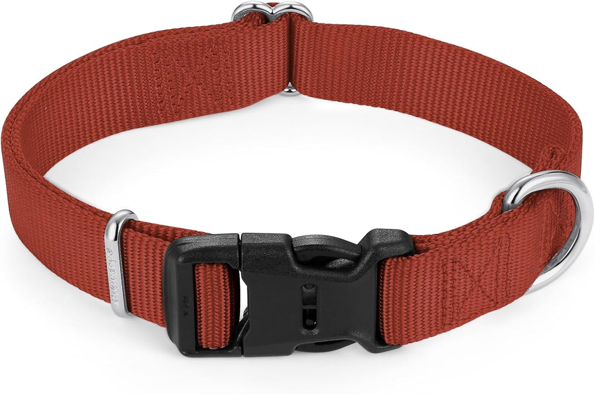 Mikivery Nylon Dog Collar with Quick Release Buckle Soft Adjustable Sturdy for Small Medium Large Dogs Brick,M