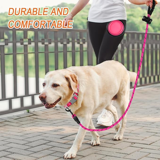 BARKBAY Dog Leashes for Large Dogs Heavy Duty Dog Leash 4/5/6 FT with Comfortable Padded Handle and Highly Reflective Threads for Medium Large Dogs Walking Training Running (5FT-1/2'',Fushcia)