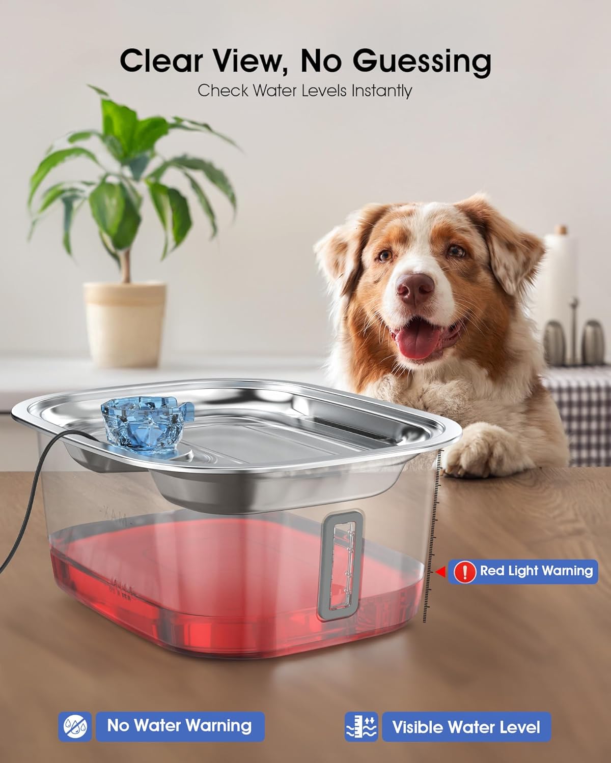 Dog Water Fountain for Large Dogs - 3 Gallon Stainless Steel Dog Water Bowl Dispenser with 4 Filters, Automatic Big Extra Large Capacity Pet Water Fountain, Easy Clean with Quiet Pump