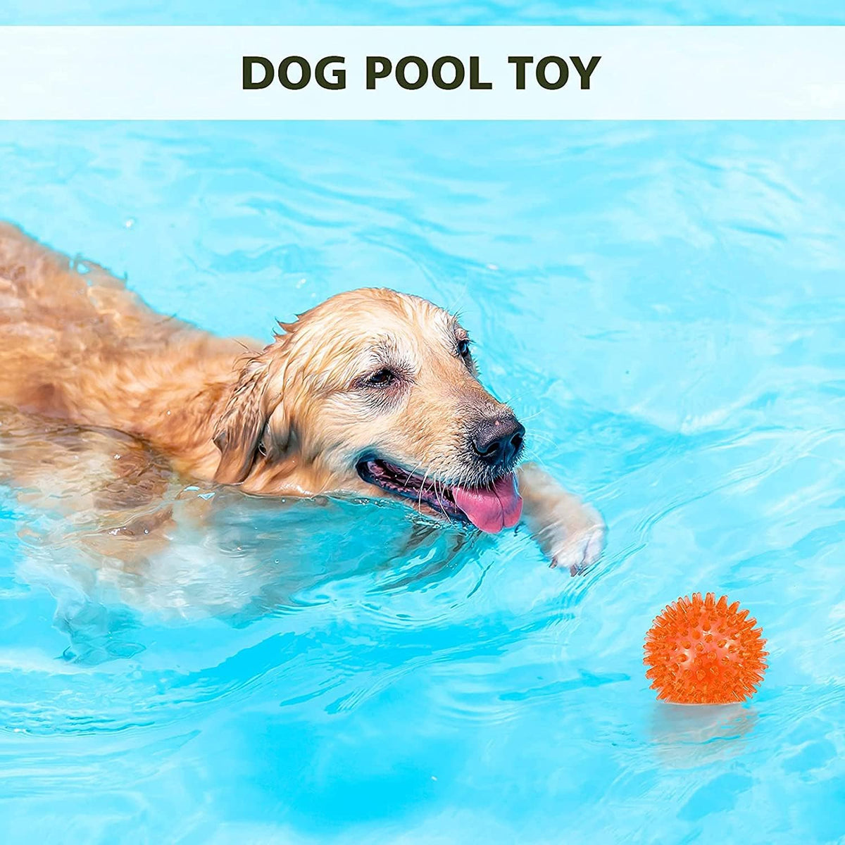 petizer 6 Pack 3.5” Squeaky Dog Toy Balls, Floating Pool Balls, Spiky Dog Balls, Durable Interactive Fetch Toys for Puppy, Dog Chew Toys for Teething (3.5", Medium/Large)