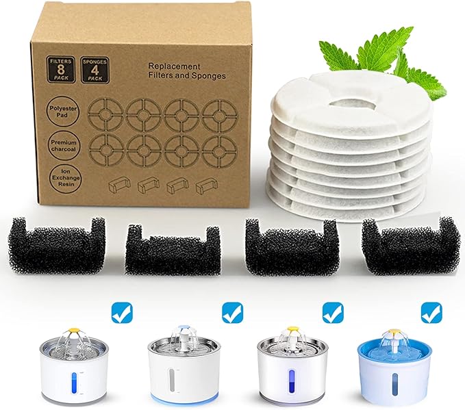 Cat Water Fountain Filter, 81 oz/2.4 L Automatic Pet Water Dispenser Cat Fountain Replacement Filters, Pet Fountain Fillter Replacement