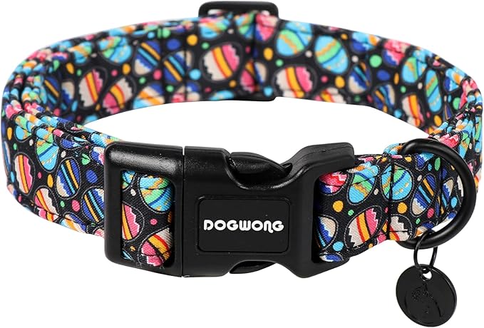 DOGWONG Easter Dog Collar, Black Egg Dog Collar Soft Durable Adjustable Costume Cute Easter Puppy Collar for Small Medium Large Dog