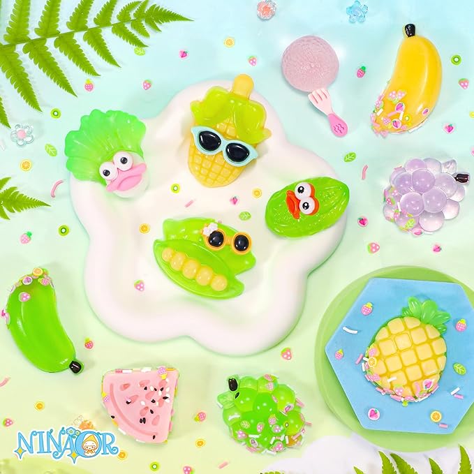 Squeeze Squishy Toys for Kids, 12Pcs Fruit Vegetables Sensory Fidget Toys, Easter Egg Fillers Party Favors Treasure Box Toys for Classroom Stress Relief Gifts Travel Cute Stuff for Boys Girls
