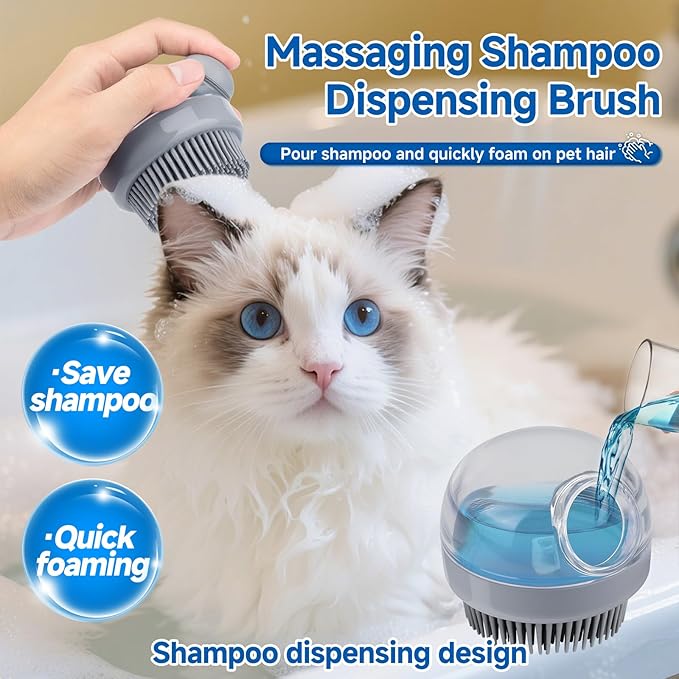 Pet Steam Brush Set for Dogs & Cats, Includes 3-in-1 Self Cleaning Spray Comb, Waterless Shampoo, Defur Tool, Bath Gloves, Bath Brush, Tooth & Ear Brush, Towel (11PCS)