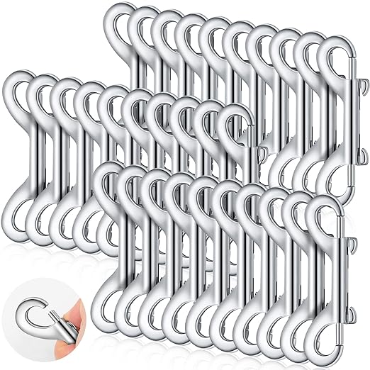 Hotop 30 Pcs 3.5 Inch Double Ended Bolt Snaps Hooks Zinc Alloy Trigger Chain Metal Clips Key Holder for Linking Key Chain Dog Leash Collar Pet Sling Feed Buckets(Silver)