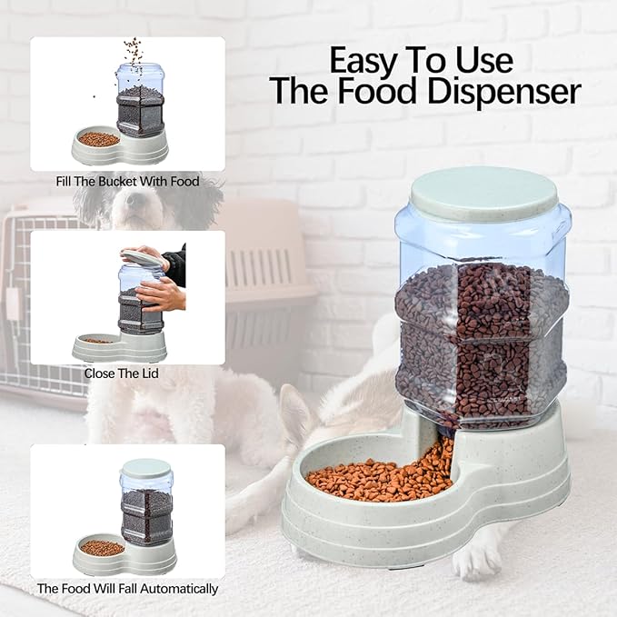 Gravity Automatic Pet Feeder for Large Breeds,6L Dog Food Feeder Dispenser with Detachable Top Lid,Large Capacity Dry Food Storage Bowl for Pet