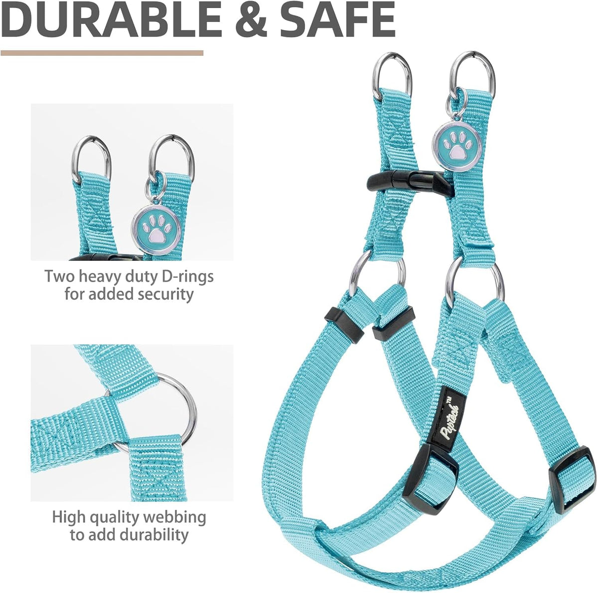 PUPTECK No Pull Dog Harness Soft Adjustable Basic Nylon Step in Puppy Vest Outdoor Walking with ID Tag Medium