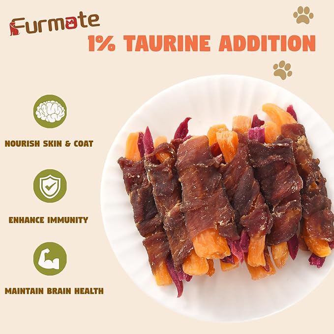 Dog Jerky Treats Duck Wrapped Orange Purple Sweet Potato, Healthy Dog Snacks High Protein Low Fat, Soft Chews Eliminates Tears, Training Rewards Treats for Small Medium Large Breeds,10.58 oz