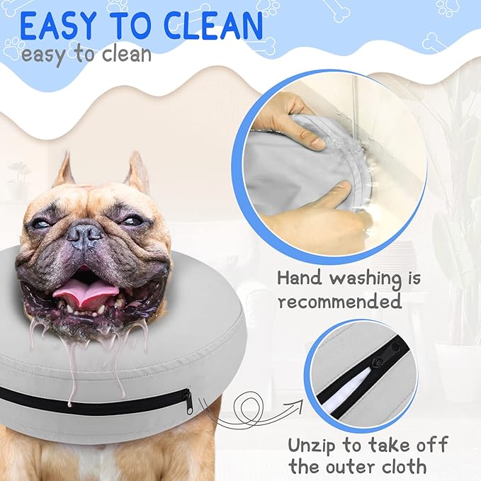 Supet Inflatable Dog Cone Collar Alternative After Surgery, Dog Neck Donut Collar Recovery E Collar to Stop Licking, Soft Pet Cone for Small Medium Large Dogs