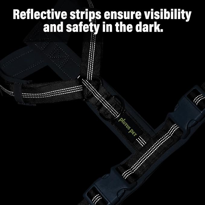 Plutus Pet No Pull Dog Harness, Adjustable Nylon Harness with Soft Padding, Reflective and Heavy Duty Dog Harness for Small, Medium, Large Dogs(Chocolate, XS)