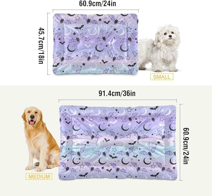 Purple Bat Moon Pet Bed Cute Dog Bed Mat Absorbing Non Slip Pad Pet Sleeping Mat for Small, Medium, and Large Dogs Puppy Cat 24 in x 18 in