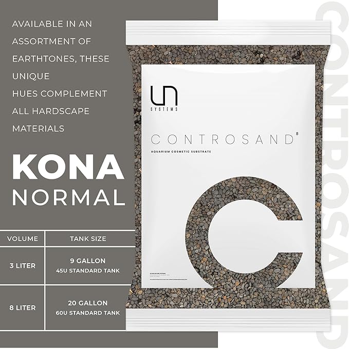 UNS Controsand - Kona, 8L - Natural Freshwater 3-5 mm Dark Gray Gravel - Decorative Small Rocks for Aquascaping Planted Tank - Aquarium Terrarium Substrate for Betta, Shrimp, Fish, Reptile Decor