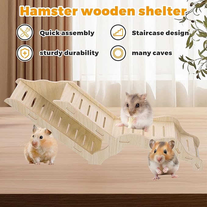 Hamster Hideout Climbing Ladder and Tunnel, Small Animal Tunnel Hideout, Ideal for Bedding Burrowing & Accessory Connecting, Effortless Assembly, Sturdy Durable, G