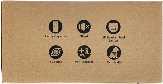 Cat Water Fountain Stainless Steel: Cat Fountain for Drinking - 108oz/3.2L Pet Water Fountain for Cats Indoor - Quiet Water Fountain for Cats - Faucet Pet Fountain - Contains 6 Filters + 3 Sponges