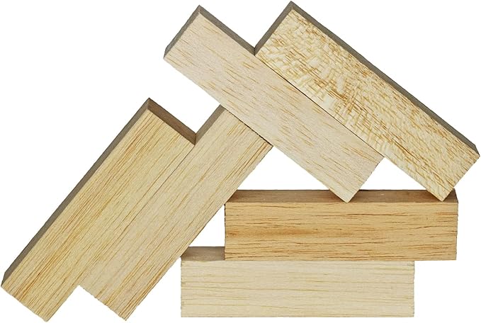 Super Bird Creations SB50019 Balsa Wood Blocks - Bird Toys for Parrots - Unfinished Bird Chew Blocks Wooden Balsa Cubes Material for Crafting and Whitlling Carving - Small Bird Size, 1x1x4, 12 Pieces