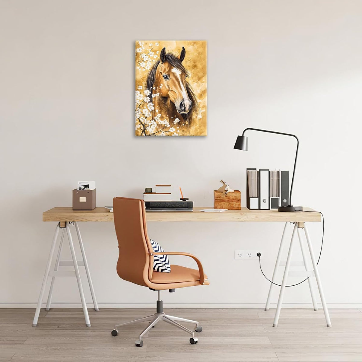Horse Wall Art Canvas Rustic Horse Wall Decor Prints Framed Painting Farmhouse Flower Pictures Gifts Artwork for Bathroom Living Dining 16"x20"