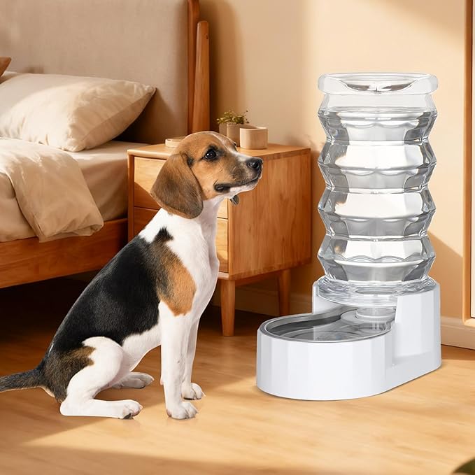RIZZARI Large Gravity Water Dispenser: 8L Automatic Dog Water Feeder with Stainless Steel Bowl for 20-35 LB Senior Pets with Spinal Problems - for Kitchen Living Room
