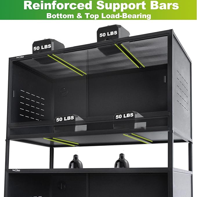 Reptile Tank 44''x20''x20'' ToxiRium Large PVC Reptile Enclosure 76 Gallons for Bearded Dragon Gecko Lizard Snake, Wide Lounge Vivarium Area with Sliding Doors Lock