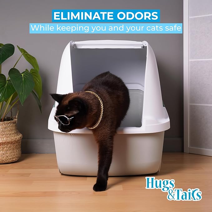 Cat Litter Deodorizer – Pet Safe Odor Eliminator & Housebreaking Supplies for Cats, Kittens, & Small Pets – Natural, Unscented, Non Toxic, Low Dust, 2 lbs, by HugsandTails