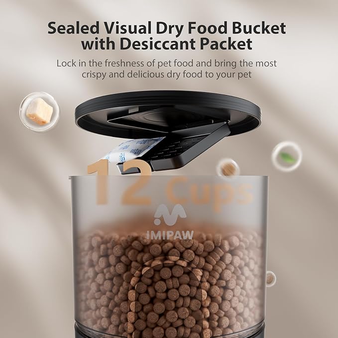 Automatic Cat Feeder with Camera, 1080P HD AI Pet Recognition Recording, 5G WiFi APP Remote Control, Timed Programmable Food Dispenser, Two-Way Audio, with Night Vision Function and Desiccant