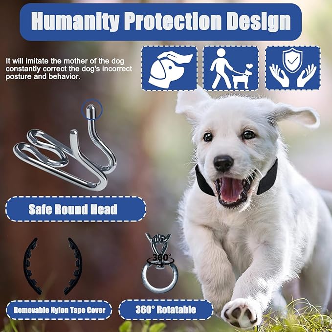 Prong Training Collar for Dogs, Rotating Ring Welding, Adjustable Dog Training Pinch Collar with Quick Release Buckle, for Small Medium Large Dogs