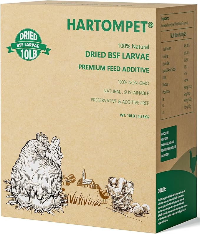 Premium Dried BSF Larvae for Chickens - 10LB High Calcium Supplement, Molting and Laying Support, Non-GMO & High-Protein Treats, Food for Wild Birds, Ducks, Repitle | Top Grade BSF