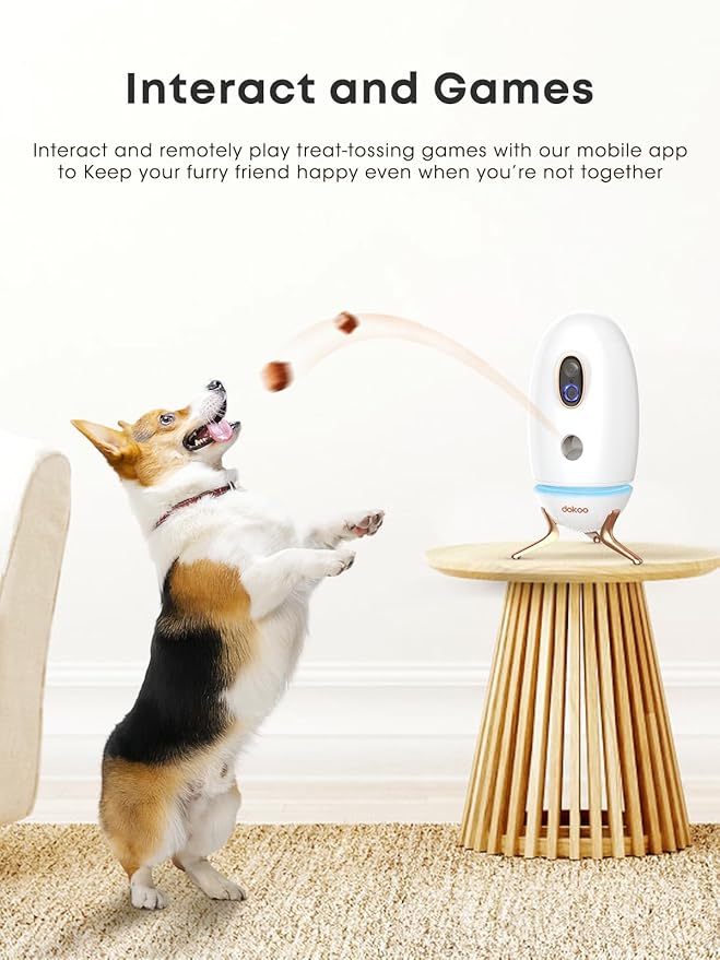 Dog Camera with Treat Dispenser, 2K 330° View Pet Monitor with Phone App, Night Vision, 2.4 &5G WiFi, Interactive 2-Way Audio Speaker, Motion Detection, Smart Home Indoor Cam, No Subscription Fee