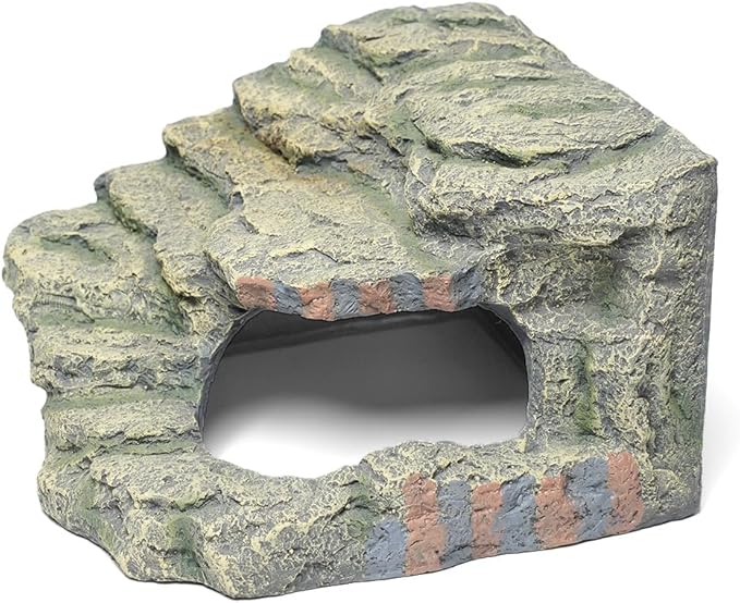 Resin Reptile Hideout Cave,Natural Habitat Decor for Bearded Dragon, Leopard Gecko, Lizards & Turtles,Terrarium Tank Accessories