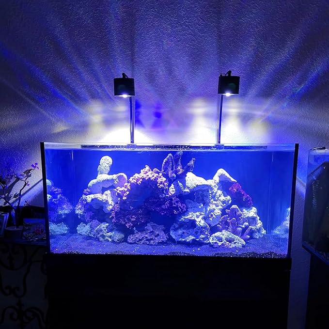 Lominie Aquarium LED Light, Reef Coral Light Full Spectrum Saltwater Aquarium Light with Remote Control Gooseneck for 10 Gallon Fish Tank