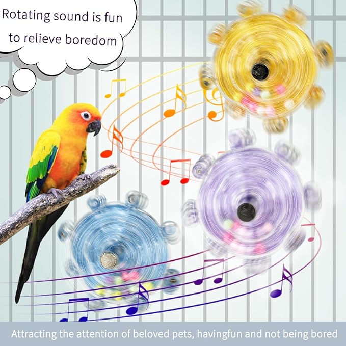 Parakeet Toys, Small Parrot Rotating Interactive Training Toys, Parrot Cage Bird Toy Accessories, Budgies, Cockatiels, Lorikeets, Love Birds, Parakeet Educational Interactive Supplies (Yellow)
