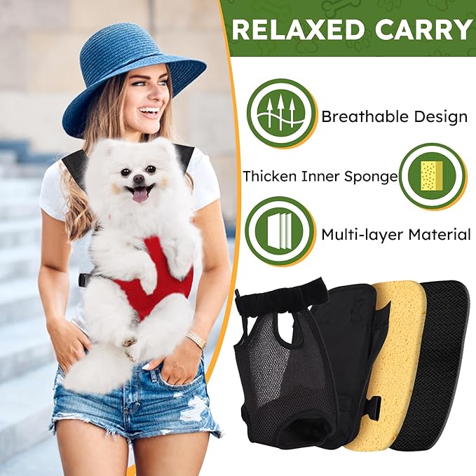 Pet Carrier Backpack, Hands-Free Adjustable Dog Front Carrier Legs Out & Easy-Fit Dog Backpack Carrier for Hiking Camping Traveling Cycling for Small Dogs and Rabbits (Medium, Red)