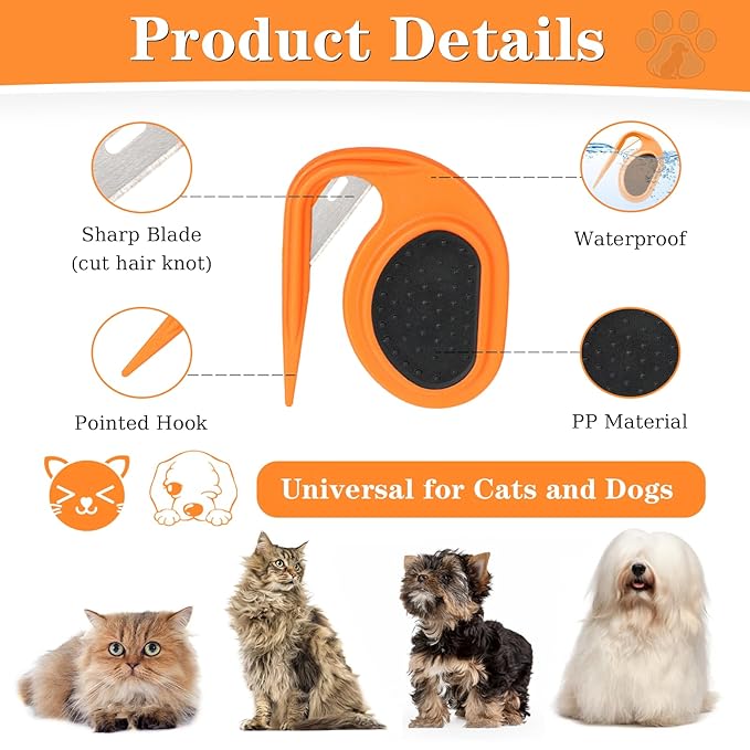 Multifunctional Pet Grooming Tool - Knot Remover and Hair Removal Comb for Cats and Dogs, Tackles Loose Knotted Hair