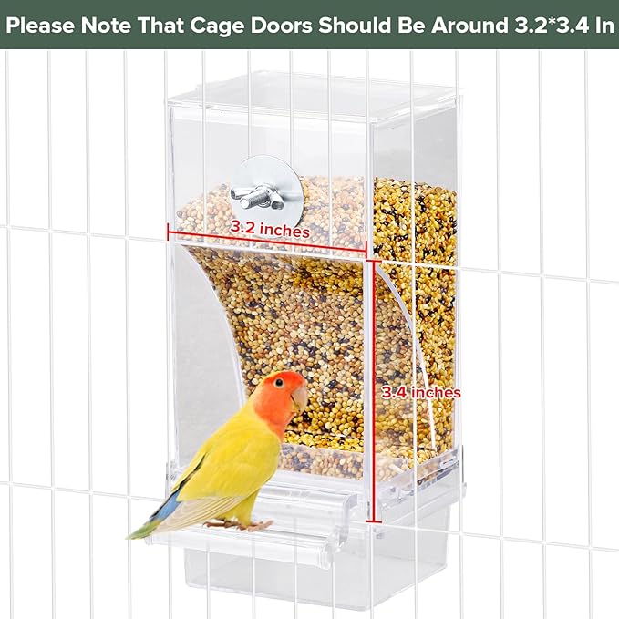 No Mess Bird Feeder & Water Dispenser Set - Automatic Feeding & Hydration, Parakeet Cage Accessories for Parrots, Cockatiels, Finches, Lovebirds & Budgies