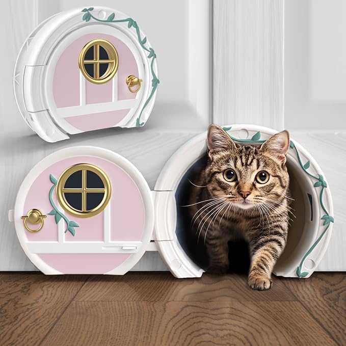 Gnome® Door Cat Door for Interior Doors - Stylish & Functional with No Flap, Lockable, and Easy Installation, Spacious Large Kitty Door for Cats Up to 20 lbs, Private and Comfortable Pet Door