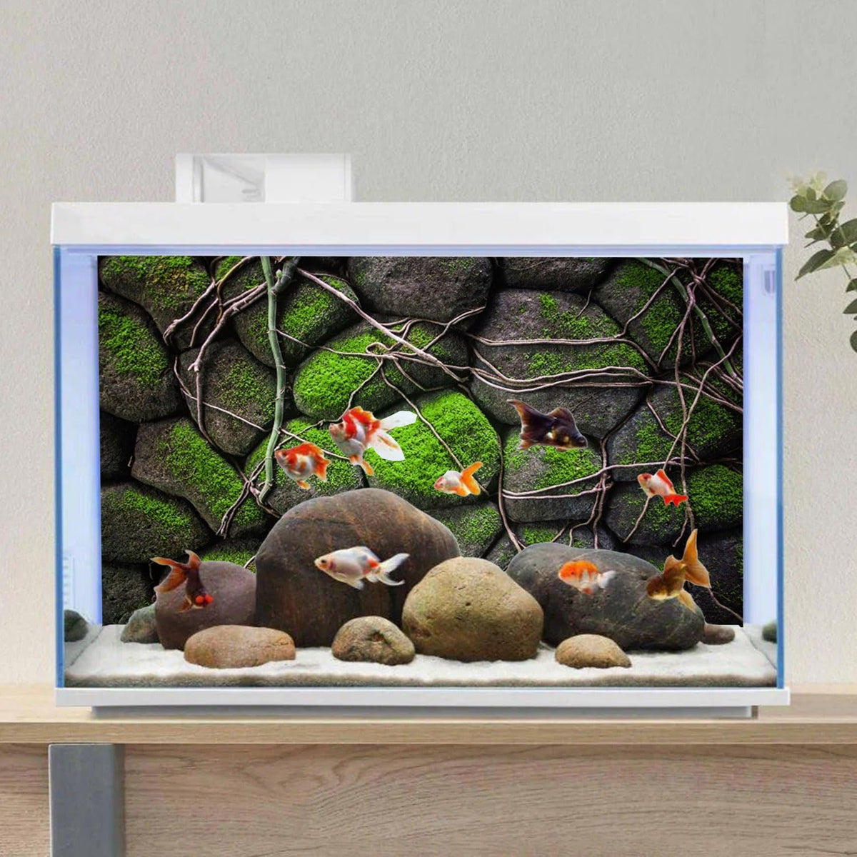 AWERT 72x24 inches Stone Aquarium Background Rock Fish Tank Background Rocky Terrarium Background Vinyl