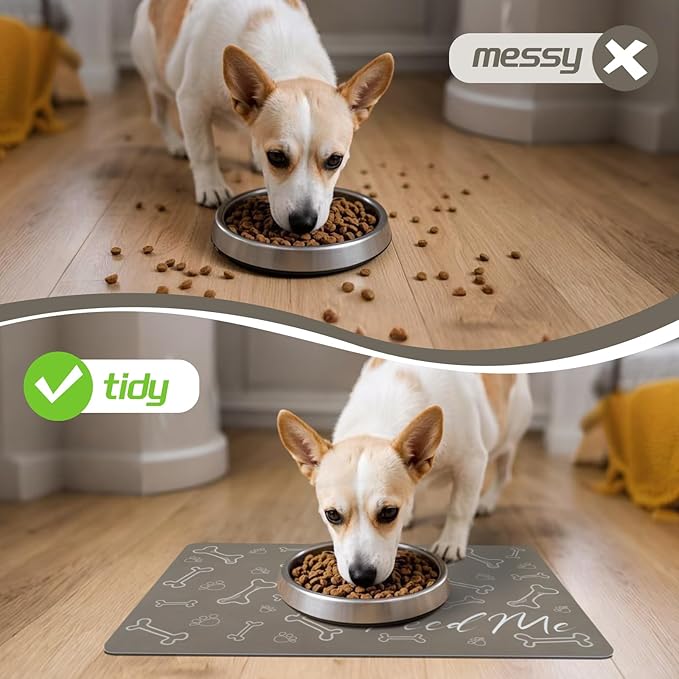 Le courant Absorbent Pet Mat Dog Cat Mat for Floors Waterproof，Cat Placemat Mat for Feeding Bowls - No Stains No Sliding Quick Dry Dog Water Mat Eating Mat Dish Mat-15.7x23.6 in