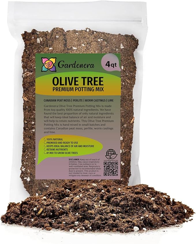 Gardenera Olive Tree Premium Potting Mix - Create a Mediterranean Paradise in Your Backyard - 4 Quart