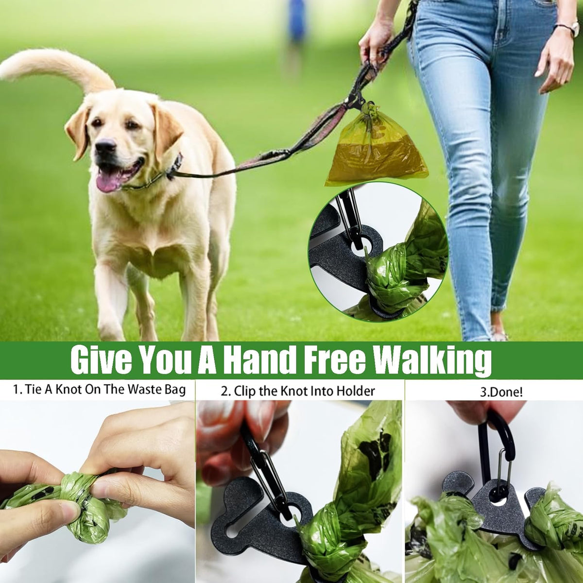 Dog Waste Bag Dispenser Poop Bag Dispenser for Leash Accessory dog Poop Bag Holders Fits Dog Leash Include Hand Free Holder, Clear, No-PUXYB