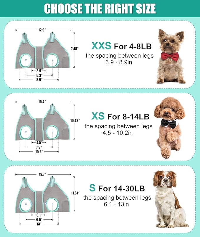 XS Dog Grooming Hammock Harness, Grey, Nail Trimming, Holder, Restraint, Thick Neck Support