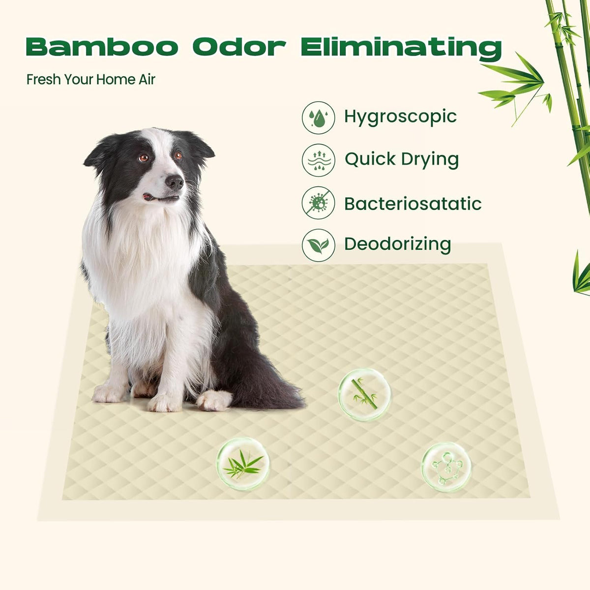 Puppy Pads 7 Count Small 22x22in Bamboo Training Pads Deodorizing Leakproof Quick Drying Dog Pee Pads Super Absorbent Disposable Pee Pads for Dogs Puppies, Doggie, Cats, Rabbits