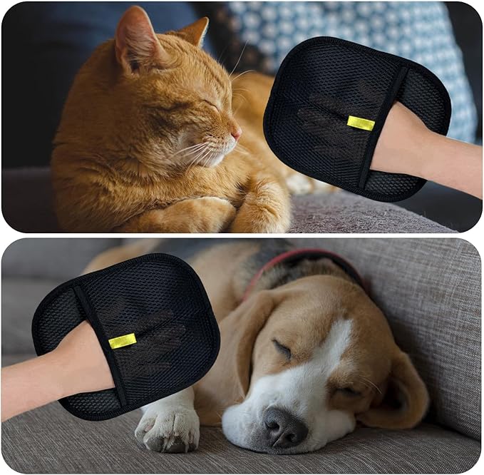 Pet Hair Remover Glove, Electrostatic Pet Hair Remover Glove, Cat & Dog Grooming Glove, Upgraded Fur Removal Tool for Furniture, Carpet, Couch, Car Seat (2pcs)