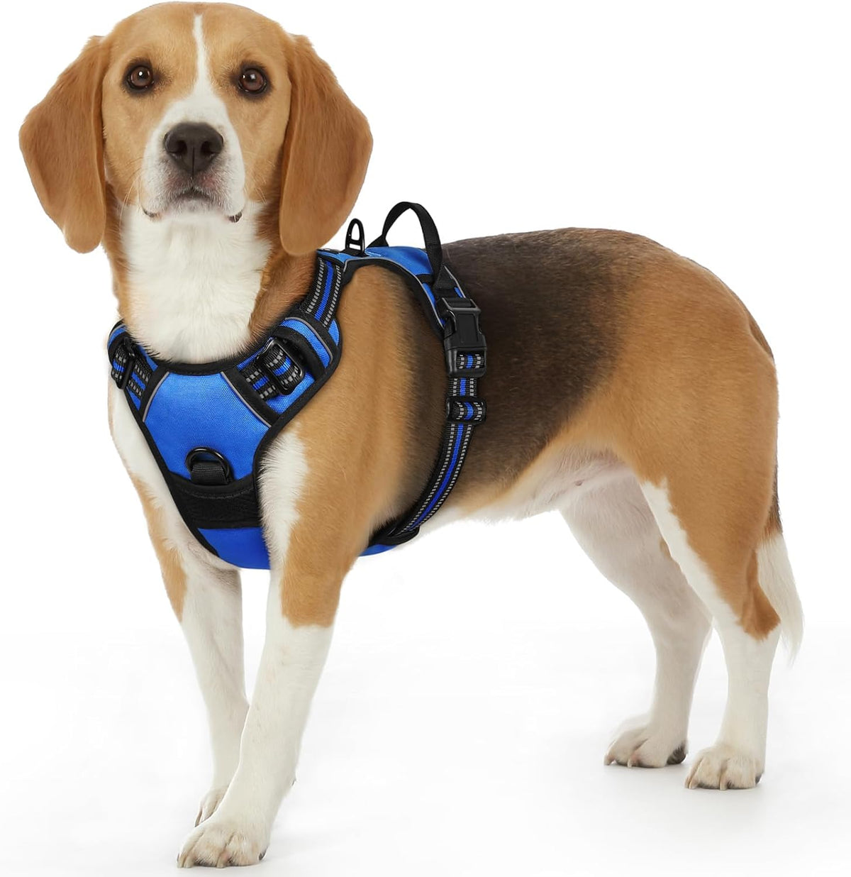 Eagloo Dog Harness Small Sized Dog, No Pull Service Vest with Reflective Strips and Control Handle, Adjustable and Comfortable for Walking, No Choke Pet Harness with 2 Metal Rings, Blue, S